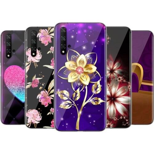 Pink love heart Leaf Silicone Cover For Huawei Honor 9X 9N 9 Lite 8S 8C 8X Play 8A 8 V9 3E 7A 7C Pro Phone Case