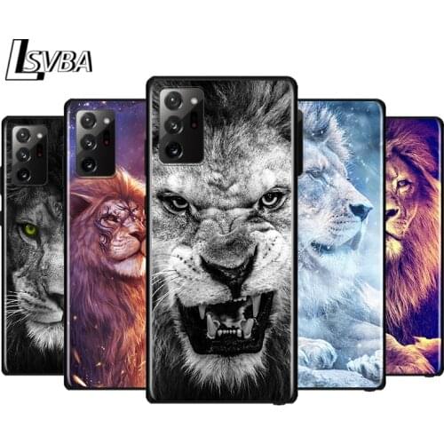 Silicone Cover Beast lion for Samsung Galaxy Note 20 Ultra 10 9 8 Pro S10E S10 5G S9 S8 S7 Plus Bright Black Phone Case