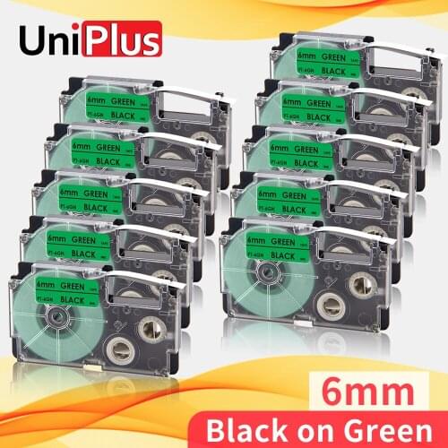 UniPlus 6mm*8m Printer Ribbon Replacement Casio Label Tape XR-6GN XR6GN for Casio Label Maker Typewriter KL 200 100 60SR 430 820