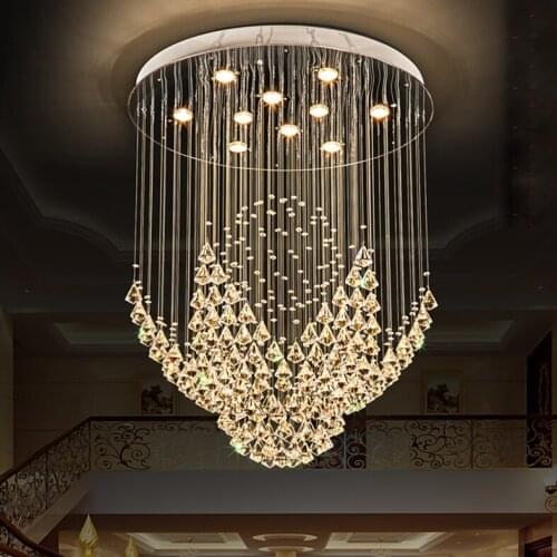 LED Crystal Chandelier Lights Fixture K9 Crystal Round Flower Chandeliers Home Indoor Lighting Hotel Lobby Crystal Drop Light