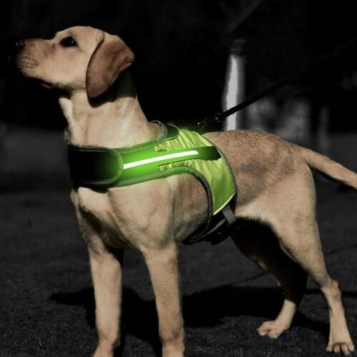 Luminous LED K9 Dog Harness Dog Collar Safety Reflective Harness Vest For Husky Shepherd Labrador Medium Large Dogs Pet Supplies