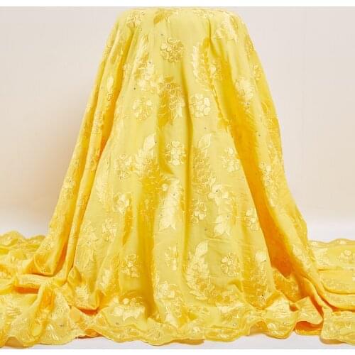 Zhenguiru Yellow Swiss Voile Cotton 100% Lace In Switzerland African Cotton Lace 2021 Fabric Sewing For Women Dress Party A 2497