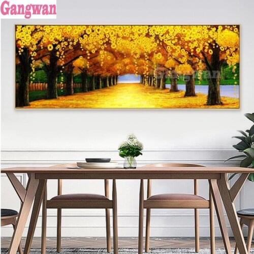 Golden Avenue golden autumn 5d Diy diamond painting full round square drill diamond embroidery sale painting mosaic large deror