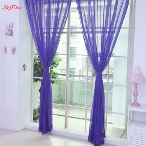 1PCS Pure Color Tulle Door Window Curtain Drape Panel Sheer Scarf Valances Sheer Tulle For Living Room white 7Z MM267
