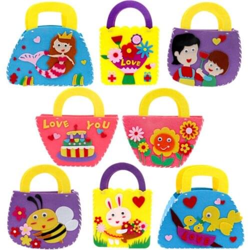 1pcs Non-Woven Fabric DIY Creative Handbags Kids Kindergarten Craft Toys Cartoon Animal Colorful Handmade Bag Children Toy