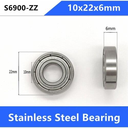 20pcs/lot ABEC-5 S6900ZZ S6900 ZZ bearings 10x22x6 mm Stainless Steel Deep Groove Ball Bearing shielded 10*22*6 6900 6900ZZ