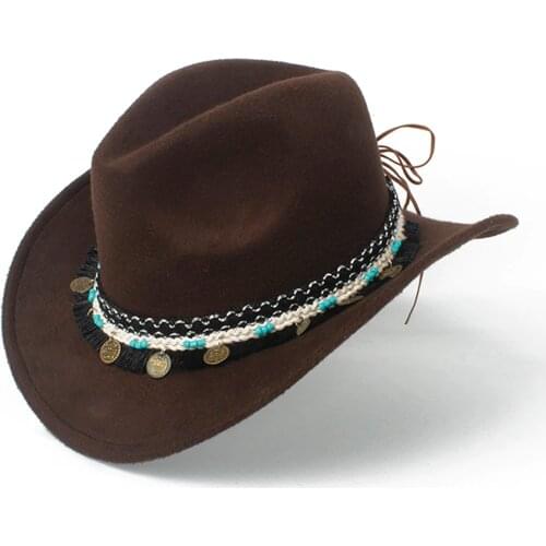 2019 Fashion Women Western Cowboy Hat Lady Fascinator Outblack Cowgirl Sombrero Hombre Jazz Cap