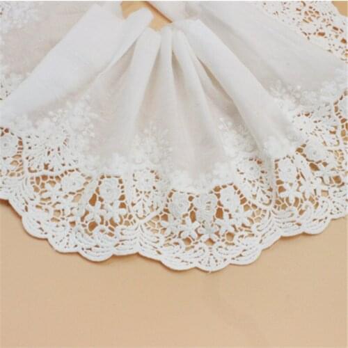 3yards / lot Width 20cm White100% Cotton Embroidered Lace Fabrics, Womens Clothing Diy lace trim