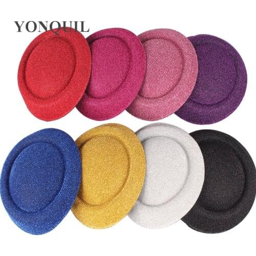 6.3"(16 CM) 8 Colors Mini Top Fascinator Hats Women Wedding Party Millinery Hats Glitter Hats DIY Hair Accessories 12Pieces/Lot