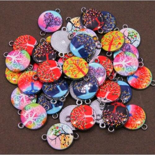 6pcs mixed Enamel tree of life connector for jewelry making bracelets DIY accessories 18 * 25 * 3mm wholesaleHandmade jewelry