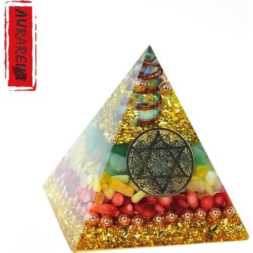Aurora Orgone Protection Chakra Reiki Healing Meditation With Crystal And Copper Home Decorate 7 Chakras Orgonite Pyramid