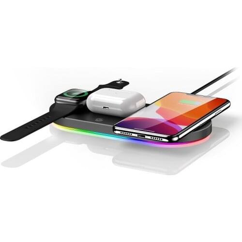 Timess 15W Qi Wireless Charger For iPhone 3in1 Wireless Charger Station For Samsung Holder Fast Charging Pad For Watch Earphones
