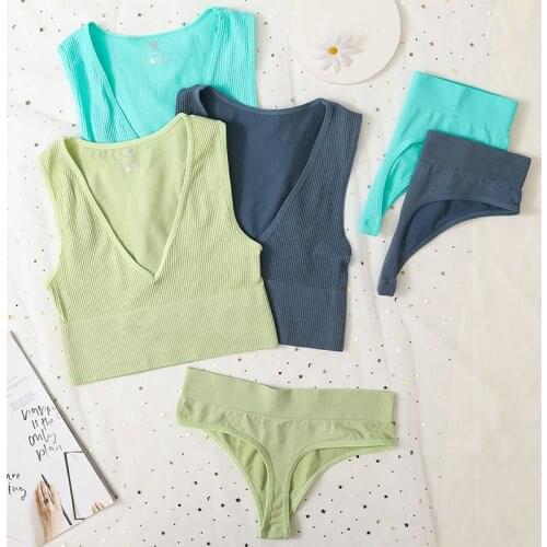 Seamless Tops Women Bra Set Sport Underwear Female Set High Waist Brief Panties Fitness Brassiere Crop Top Sexy Lingerie