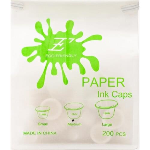 EZ ECO Friendly Paper Ink Caps Waterproof Recyclable Small Medium Tattoo & Permanent Makeup Pigment Ink Cups 200pcs/bag