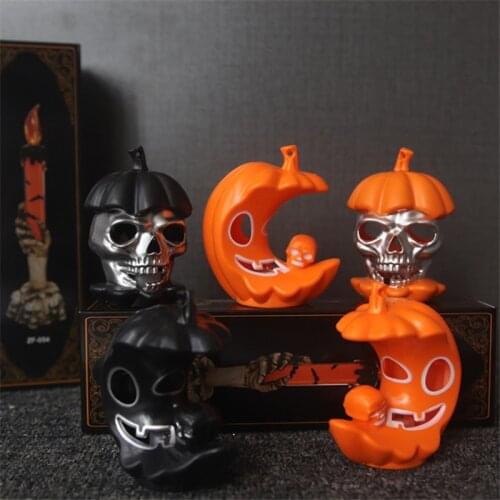 Halloween Moon Skull Pumpkin Lantern Portable Horror Decor Skull Candle Lights Halloween Decoration Props Led Pony Lantern Gift