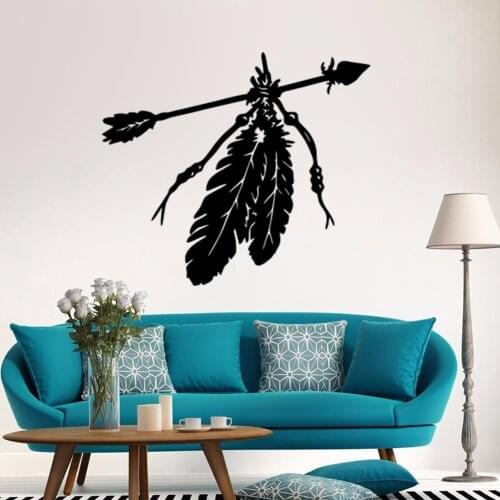 Art Indian feathers arrows vinyl wall decals home decor living room mural wallpaper removable wall stickers