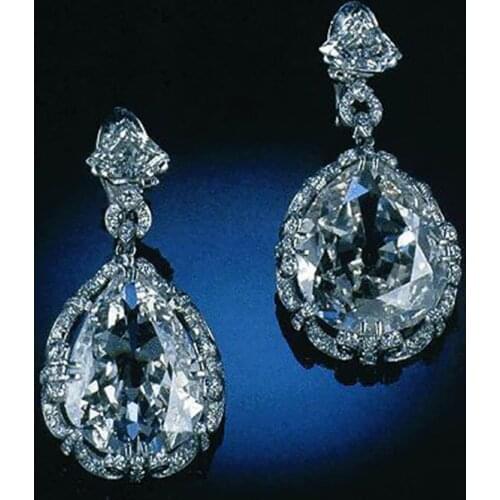 Huitan Luxury Water Drop Cubic Zirconia Earrings Women Vintage Wedding Party Noble Earrings High Quality Silver Color Jewelry