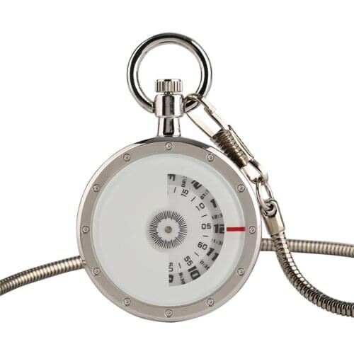 Creative Silver Numerals Time Read Quartz Pocket Watch With 30cm Chain No Cover Design Men Watches Fashion Clock Accessories