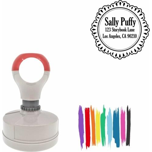 Bbloop Fruit Pie Lace Design Round Pre-Inked Laser-Cut Address Stamp