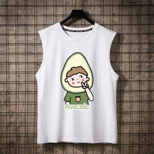 Summer Cotton Men Tank Tops Anime Cosplay Avocado Hooded Black White Singlets Sleeveless Fitness Men Vest Bodybuilding Casual