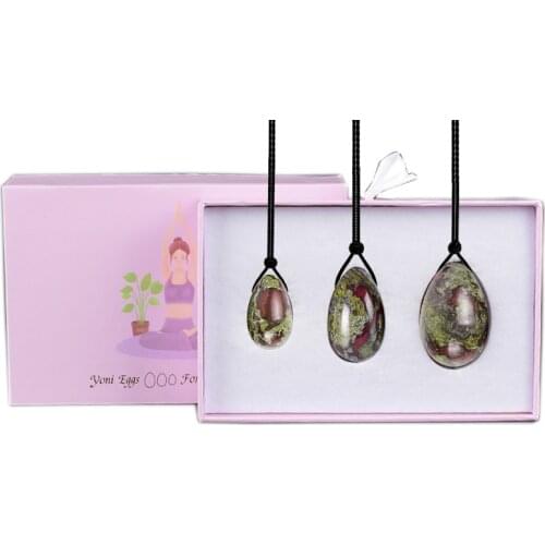 Drilled Yoni Eggs Natural Dragon Bloodstone Vaginal Muscle Tightening Massager Kegel Jade Ball Set Trainer For Women Healthcare