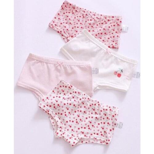 Girls Underwear Cotton Briefs Kids Baby Briefs Fashion Cute Children Underpants Triangle Panties Soft Breathable 4 Pcs/lot