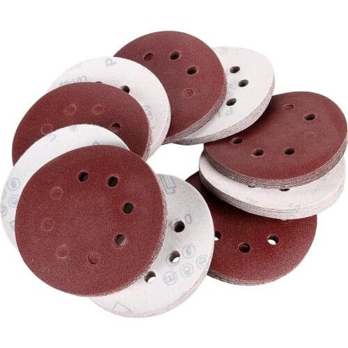 New 100 Pcs 5" 8 40grit Hole Grit Sand Disc Random Orbit Sandpaper Hook and Loop Sanding Sander