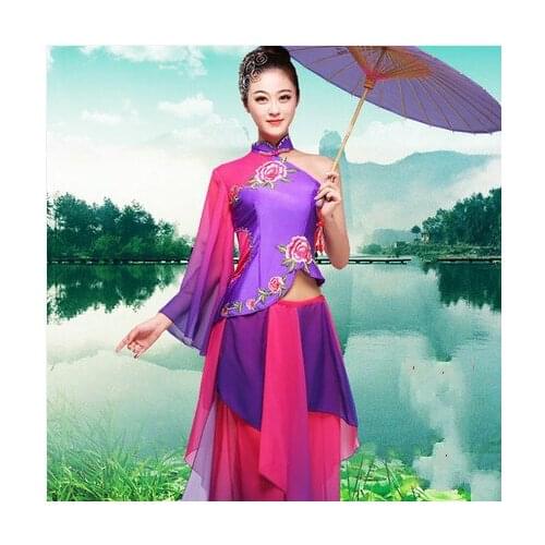 New National Costume Dress Yangko Dance Dance Costume Modern Classical Fan Dance Umbrella Dance Costume Female Performance 16