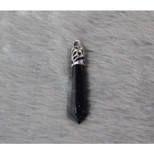 Cinderalla Black Crystal Healing Point Pendant Bead Necklace Hexagonal Rock Crystal Natural Quartz Pendant