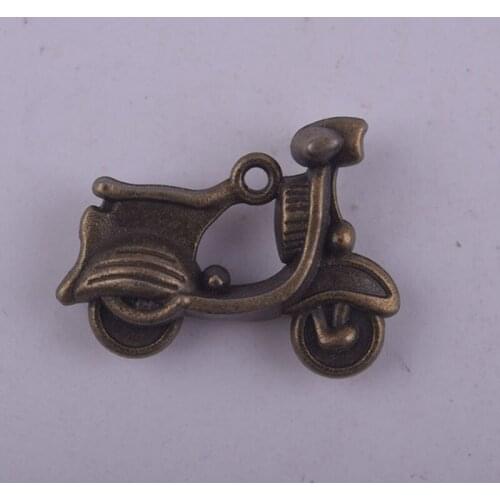 Wholesale Zinc metal alloy Charm Pendants Motorcycle Antique Bronze15x20mm 50pcs/lot