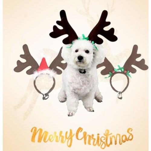 Pet Dog Cat Headband Santa Bell Reindeer Headbands Deer Headwear Party Hats Christmas Party Decoration Cat Accessories