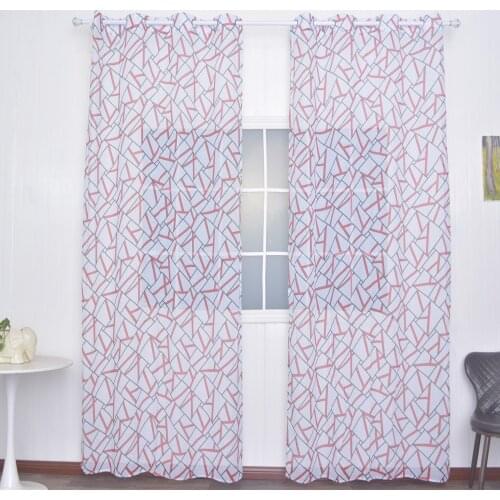 FMH Sheer Curtain Panels for Living room Bedroom French Window Faux Linen Tulle Printed Abstract Bricks with Tiebacks Free