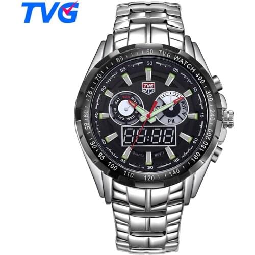 TVG Luxury Sport Watch Men Watch LED Digital Analog Watch Quartz Men Army Military Waterproof WristWatch Clock Relogio Masculino