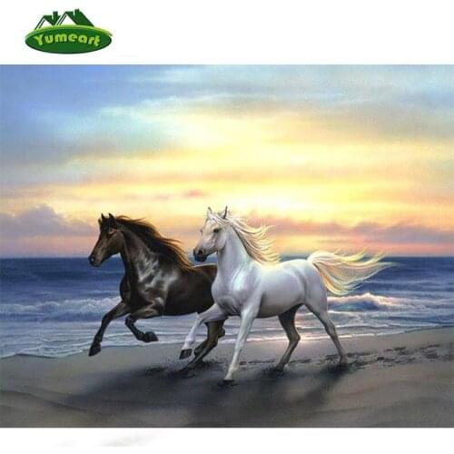 Needlework full drill diamond embroidery horses running cross stitch diy diamond mosaic animals crystal rhinestones mosaic kits