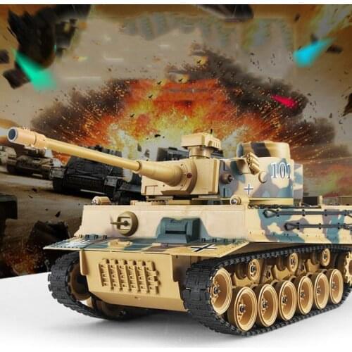 1:18 Remote Control Tank Simulation German Tiger Military Model Can Launch Cannonball Parent-Child Battle Tank Boy Toy Gift