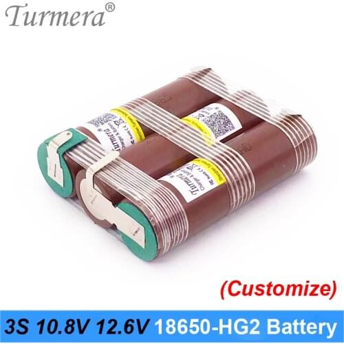 Turmera 3S 10.8V 12.6V 18650 Battery 30a 3000mah Battery HG2 18650 Rechargeable Lithium Battery for screwdriver battery shurika