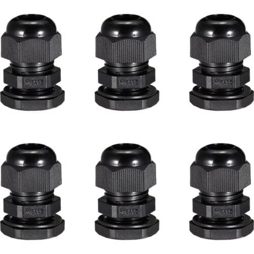 Uxcell Black 6pcs M22/M18/PG11/PG7 Cable Gland Plastic Adjustable Water Proofing Connector Joint Locknut for Fixing Cable