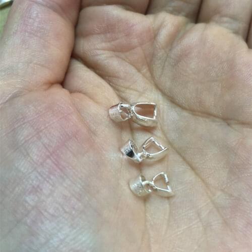 50 pcs/lot Sterling 925 Silver Pendant Clasp Silver 925 Findings Jewelry Accessories Size L Pj008