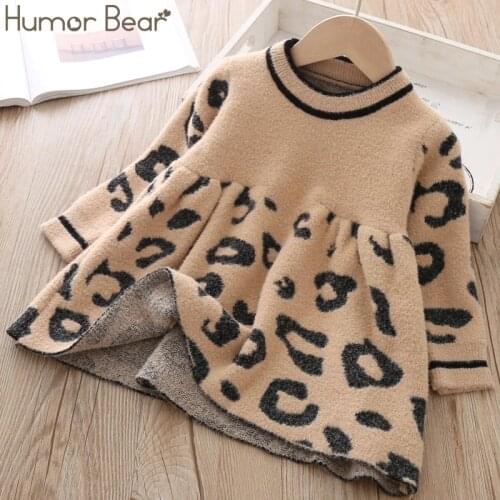Humor Bear 2020 New Autumn Winter Girls Sweater Dress Kids Cloths Children Children Sweater suit for girls knitted