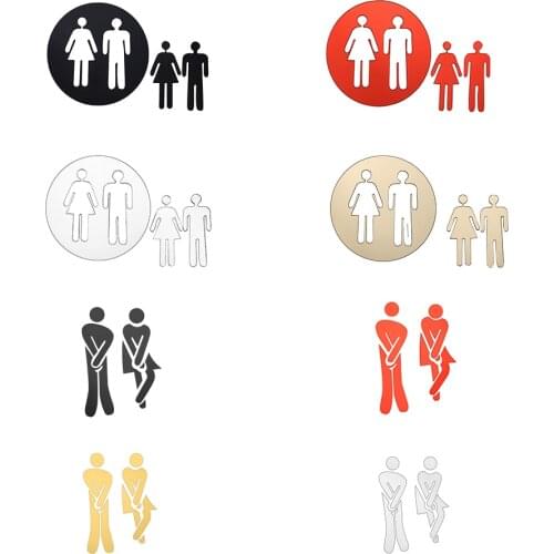 1Set WC Toilet Entrance Sign Door Stickers For Public Place Home Decoration DIY Funny Vinyl Mural Art Creative Pattern Wall Deca