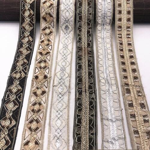 1 Yards Ethnic Polyester Lace Trim Decoration Vintage Fabric Ribbon Sewing Crafts Accessory Embroidered