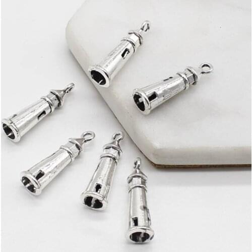 10pcs Vintage Alloy Lighthouse Pendant DIY Hand Bracelet Necklace Earrings Jewelry Accessories