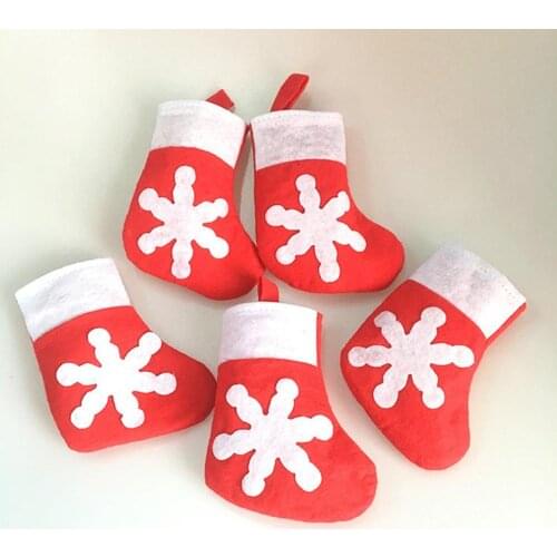 12pcs Mini Christmas Snowflake Table Decorations Christmas Tableware Sets Socks Knife Fork Bag New Year Dining Table Decor