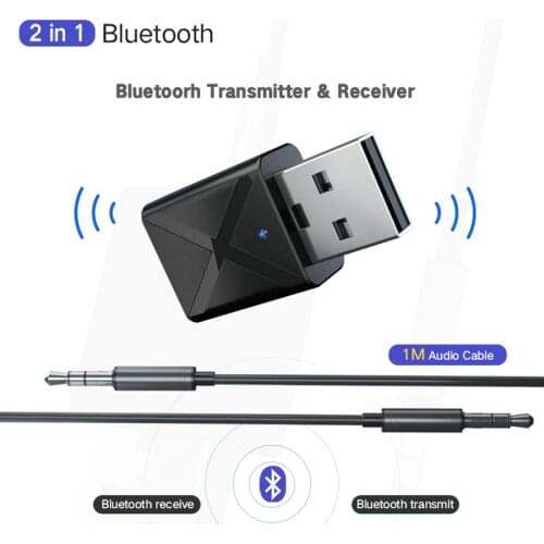 2 in 1 Bluetooth Transmitter and Receiver Wireless Car Kit 5.0 Adapter 3.5mm AUX Stereo Muisc audio Adaptador For TV PC Speaker