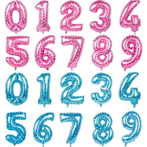 30 Inch Number Aluminium Foil Balloon Printed Pink 0-9 Digital Ballons Kids Birthday Party Decoration Baby Shower Globos