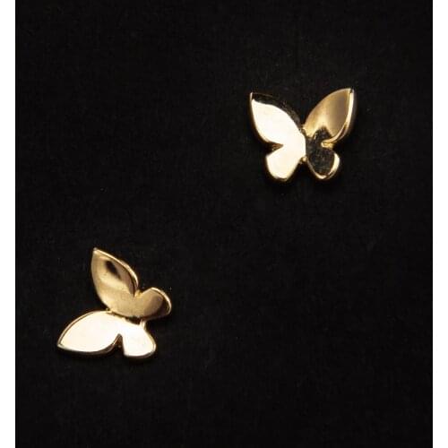 925 Sterling Silver Plating 14k Gold Simple Shiny Glossy Butterfly Earrings Women Korean Sweet Student Jewelry Accessories