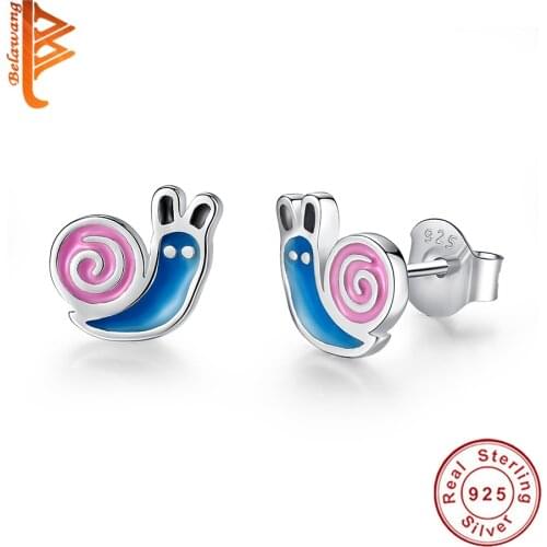 925 Sterling Silver Earrings Cute Insect Snails Animal Stud Earring For Girl Children Accessories Cartoon Jewelry Gift