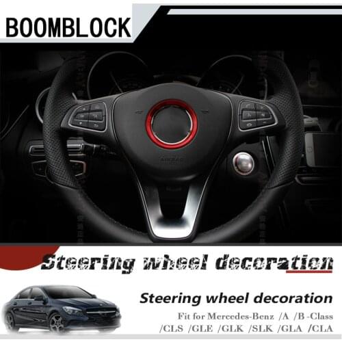 Car Styling AMG For Mercedes W204 W205 W211 A B C E CLS GLE GLK SLK GLA CLA Class Steering Wheel Ring Stickers Accessories