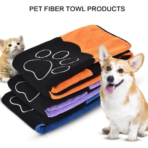 Pet Drying Towel Ultra-absorbent Dog Bath Towel Microfiber 86*49cm Soft Material Microfiber Paw Print Bath Towel