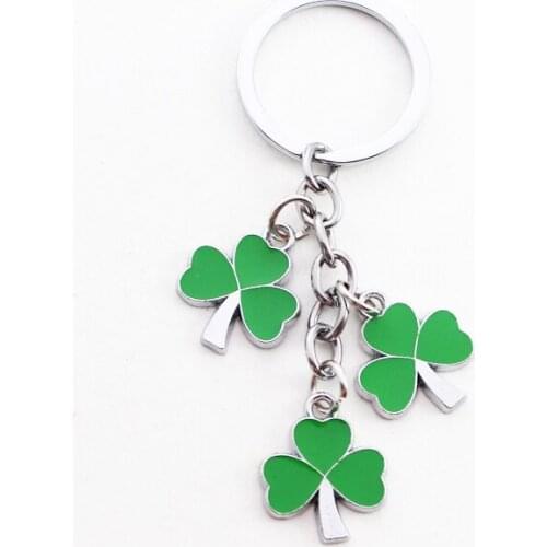FREE SHIPPING BY DHL 100pcs/lot New Fashion Metal Shamrock Keychains Shamrock Keyrings Gifts